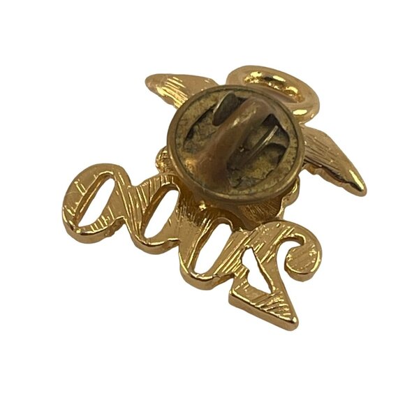 Vintage 2000 Shamrock Angel Pin Brooch Green Glitter Clover Gold-Tone Lapel Jewe - Picture 4 of 6